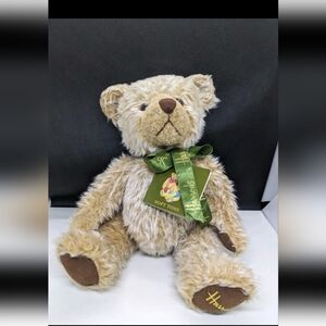Vintage Harrod's Store 13" Plush Teddy Bear w/Green Harrod's Bow-Brand New Tags
